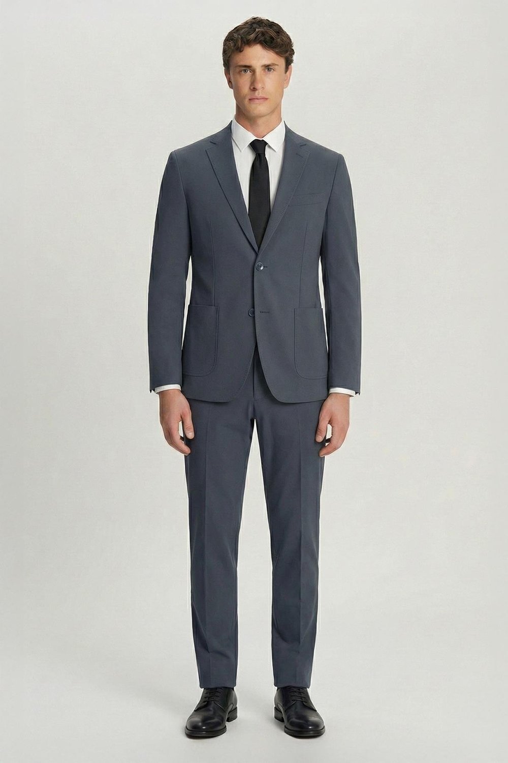 Erkek Antrasit Regular Fit Mono Yaka 6 Drop Pamuk Karışımlı Astarsız Takım Elbise