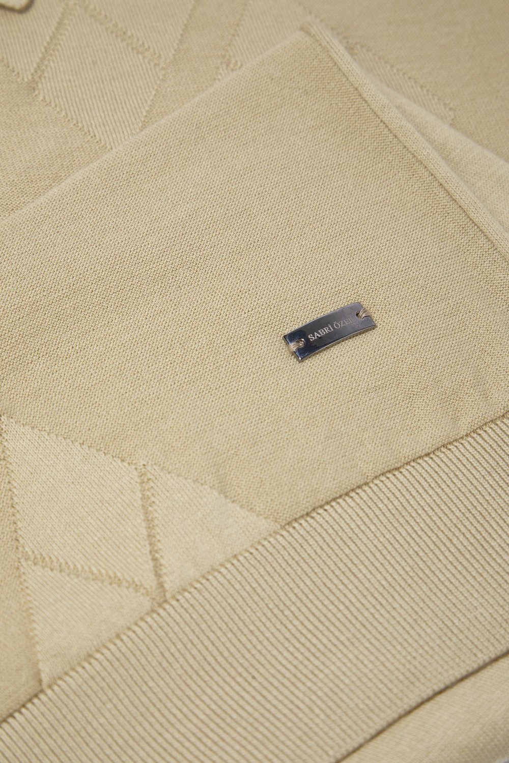 Erkek Camel Slim Fit %100 Pamuk Desenli Triko Polo Yaka Tişört