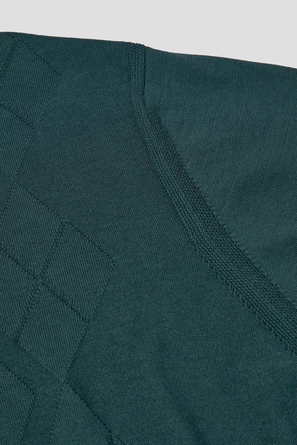 Erkek Yeşil Slim Fit %100 Pamuk Desenli Triko Polo Yaka Tişört