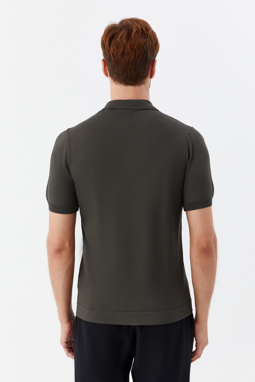 Erkek Koyu Yeşil Normal Kesim Regular Fit Viskon Dokuma Düğmeli Polo Yaka Tişört