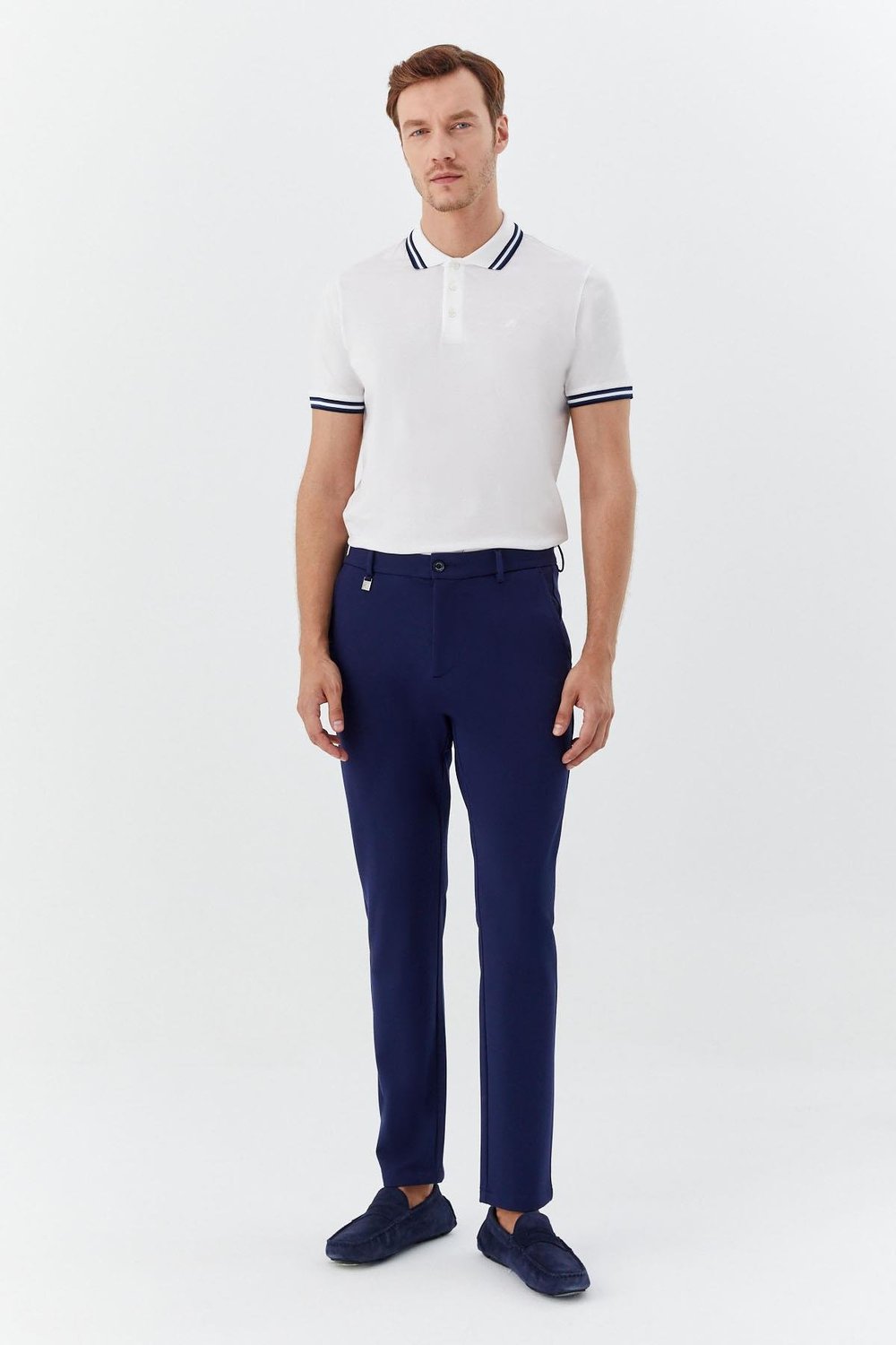 Regular Fit Fermuar Detaylı Erkek Pantolon Koyu Lacivert