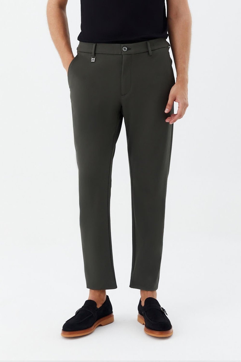 Petrol Regular Fit Fermuar Detaylı Erkek Pantolon