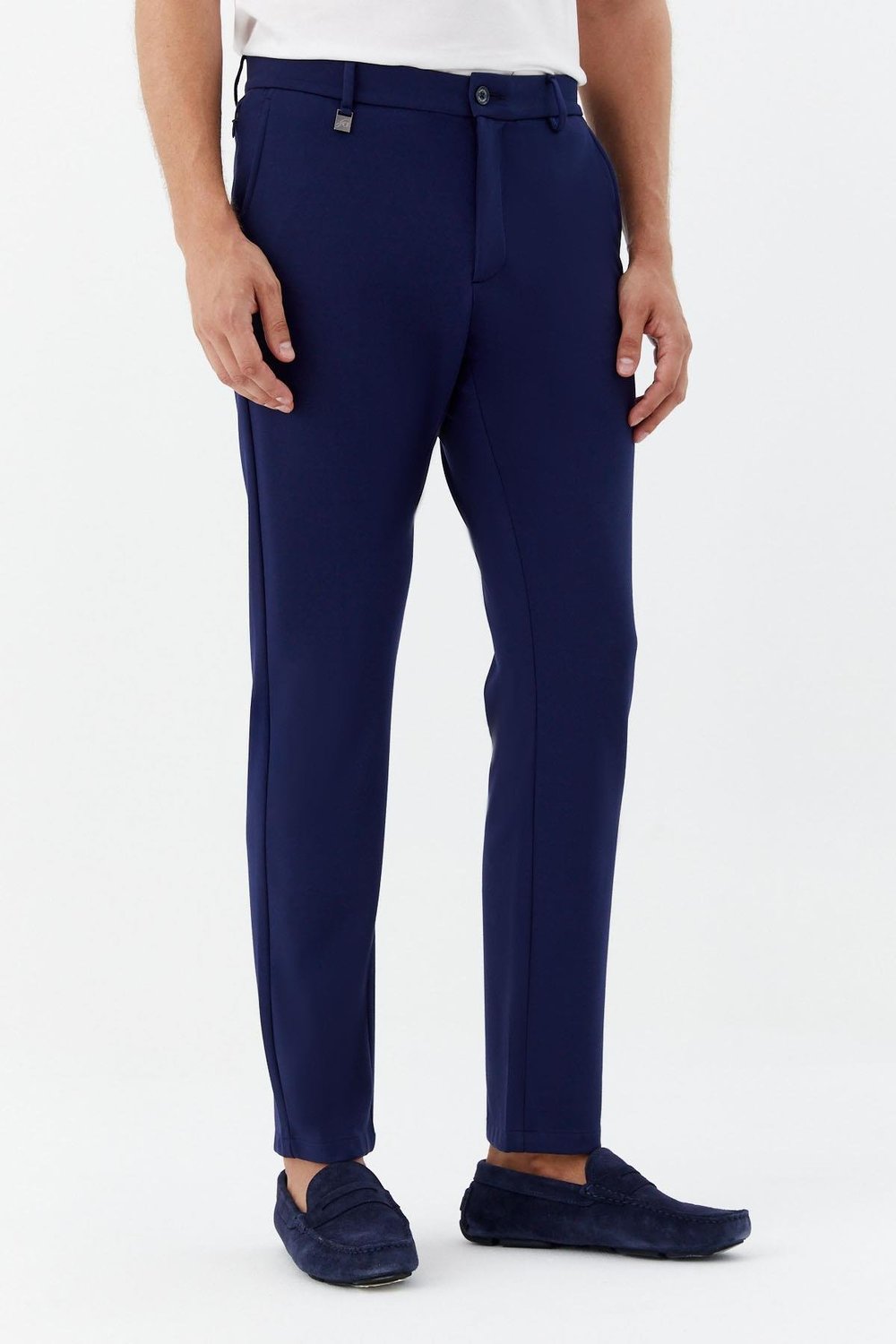 Regular Fit Fermuar Detaylı Erkek Pantolon Koyu Lacivert