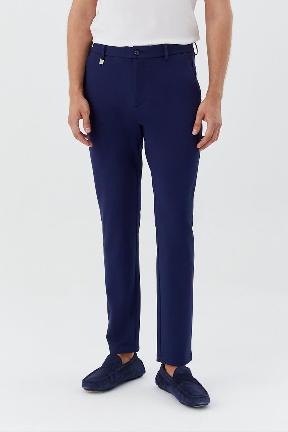 Regular Fit Fermuar Detaylı Erkek Pantolon Koyu Lacivert