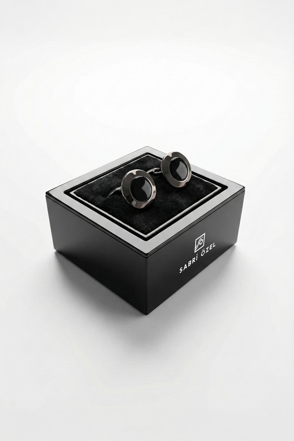 Metal Gri-Siyah Yuvarlak Erkek Kol Düğmesi