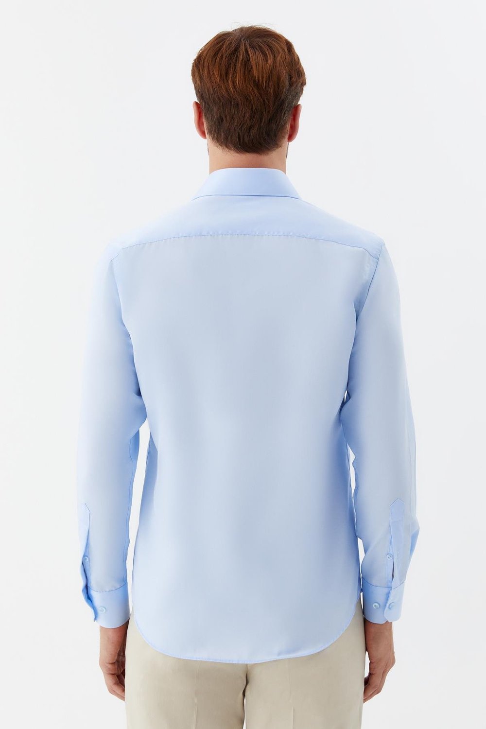Erkek Mavi Sivri Yaka %100 Pamuk Regular Fit Uzun Kollu Gömlek