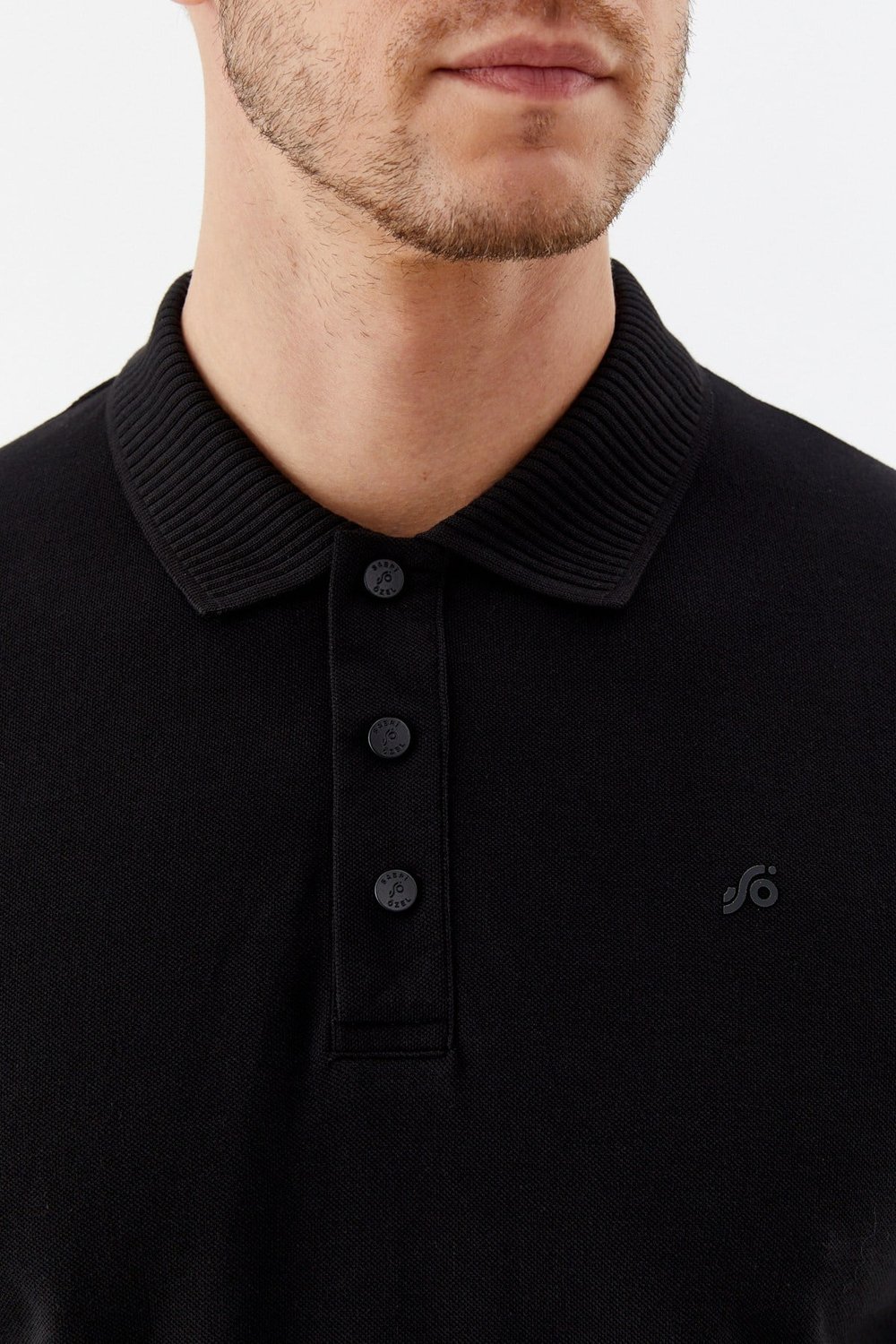 Siyah %100 Pamuk Patlı Polo Yaka Regular Fit T-Shirt 