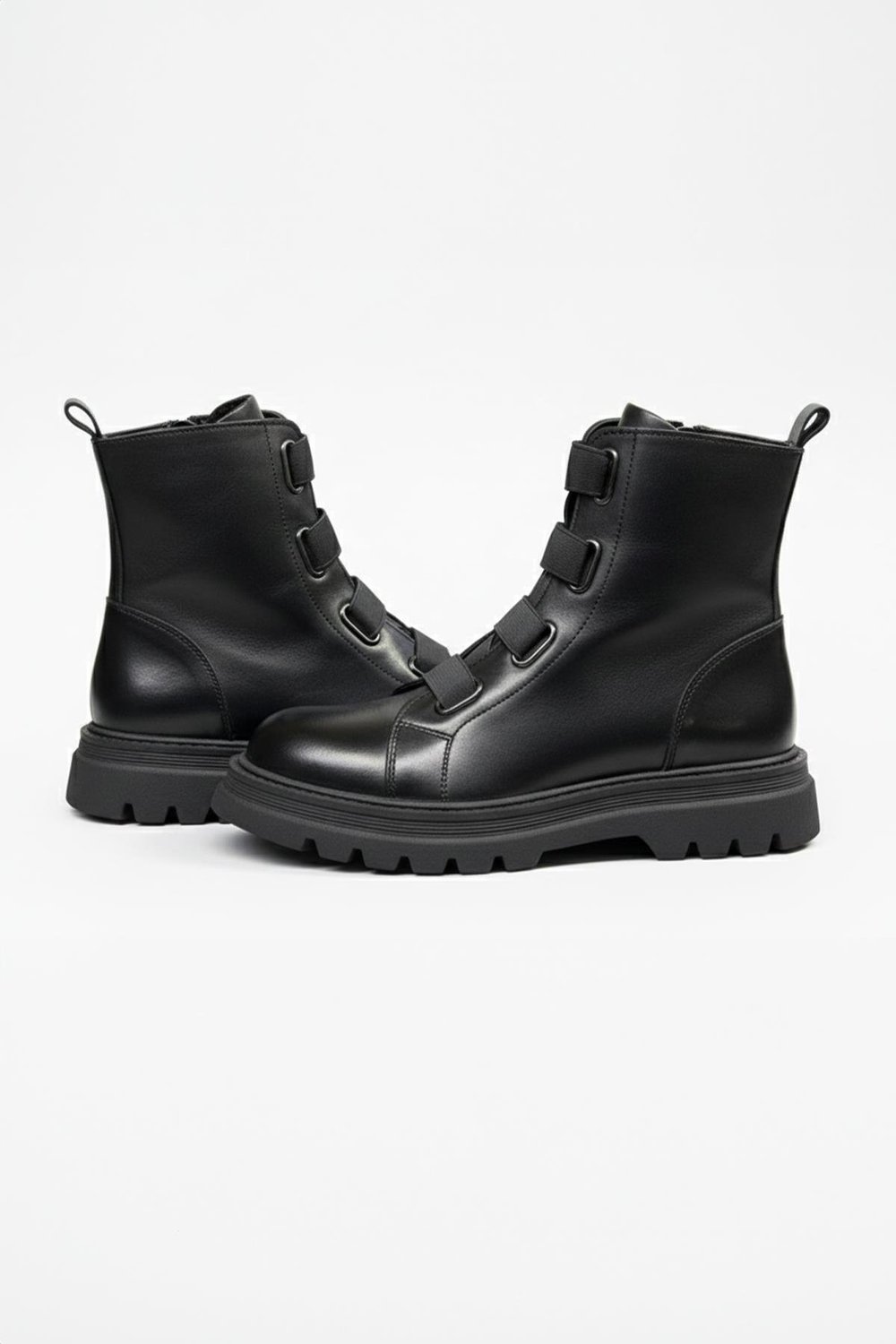 Giotelli Erkek Siyah Hakiki Deri Lastik Detaylı Bot