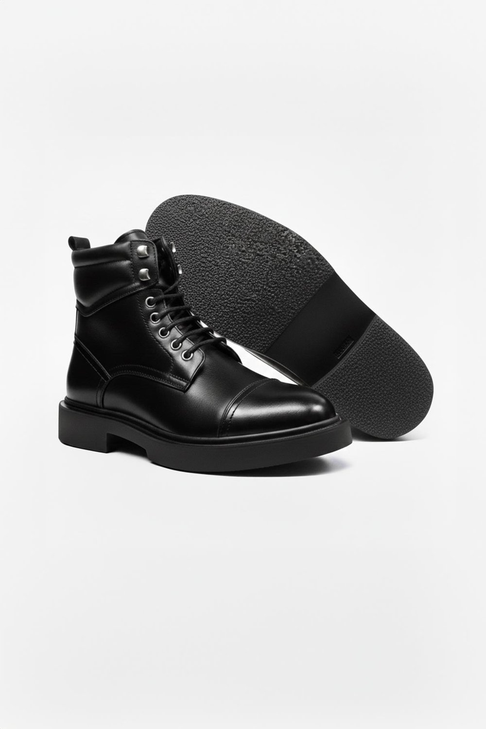 Giotelli Erkek Siyah Hakiki Deri Bağcıklı Casual Bot