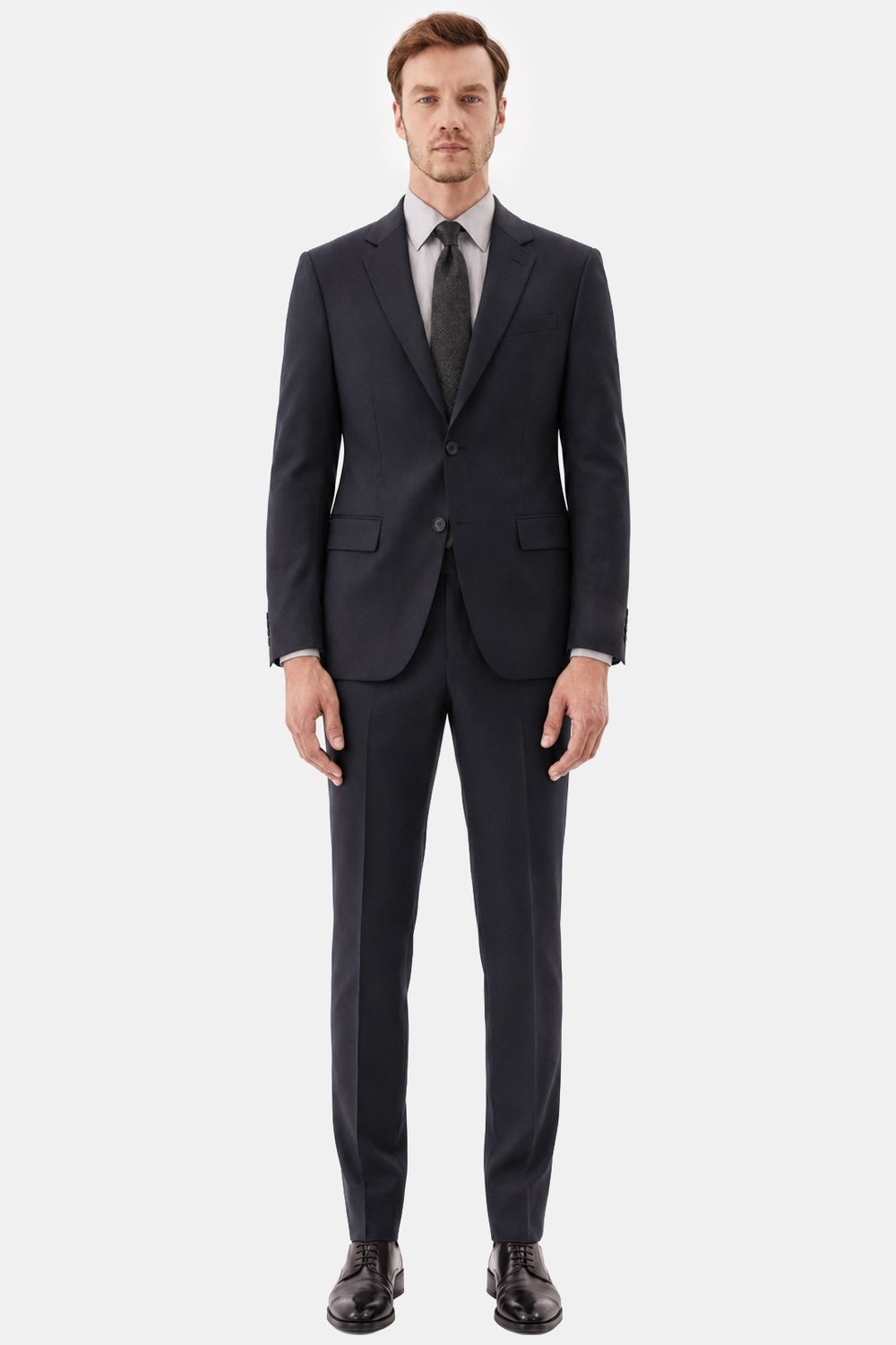 Siyah Slim Fit Normal Bel 6 Drop Mono Yaka Takım Elbise