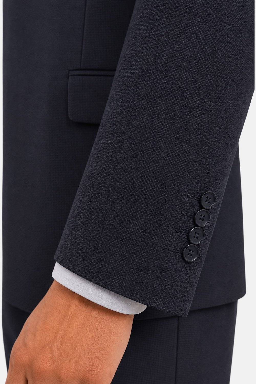 Siyah Slim Fit Normal Bel 6 Drop Mono Yaka Takım Elbise