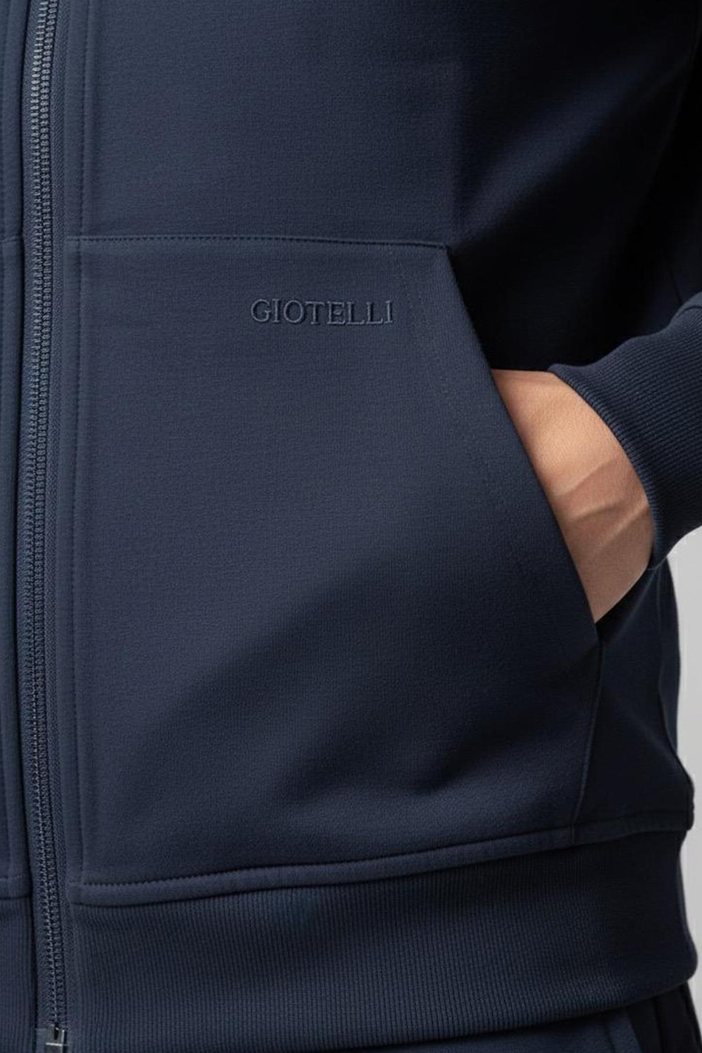 Giotelli Lacivert Regular Fit Pamuk Karışımlı Fermuarlı Erkek Eşofman Takımı