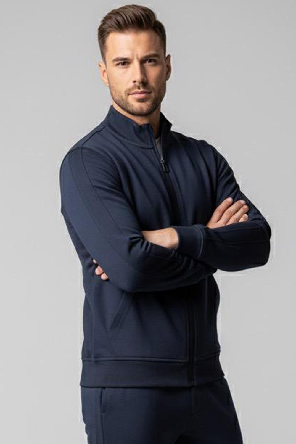 Giotelli Lacivert Regular Fit Pamuk Karışımlı Fermuarlı Erkek Eşofman Takımı