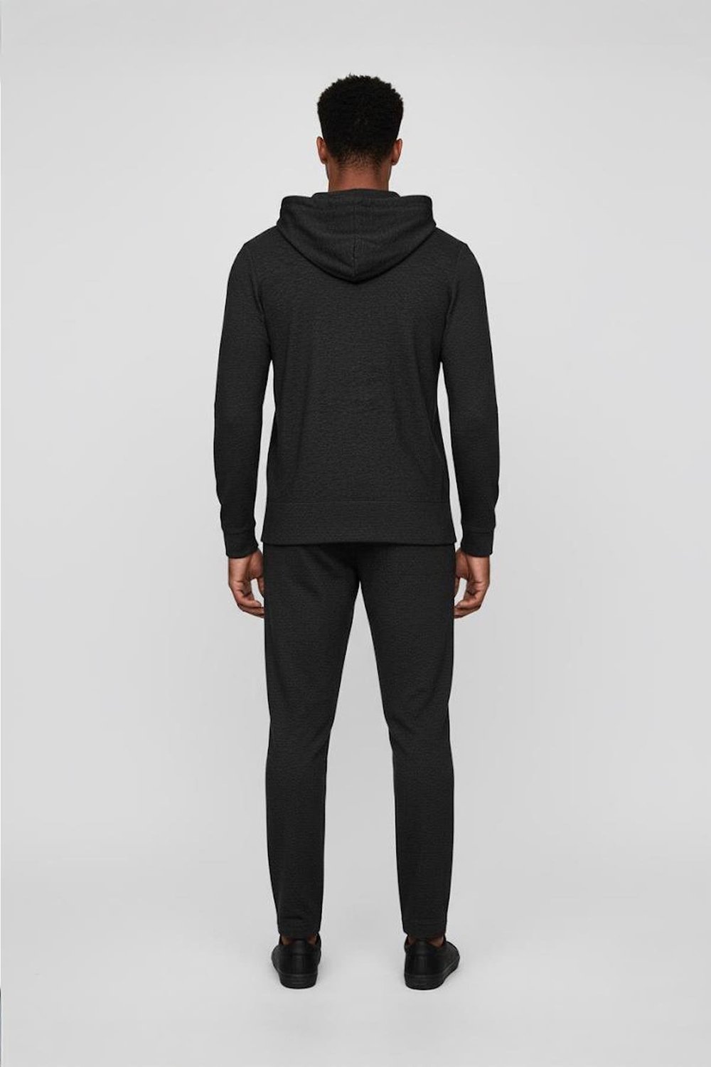Giotelli Siyah Regular Fit Pamuk Karışımlı Kapüşonlu Erkek Eşofman Takımı