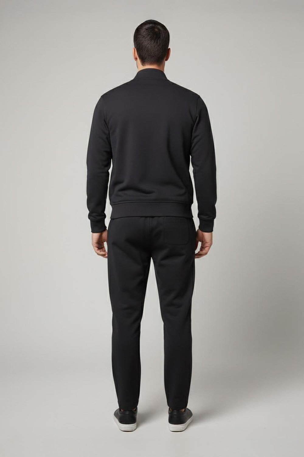 Giotelli Siyah Regular Fit Pamuk Karışımlı Fermuarlı Erkek Eşofman Takımı