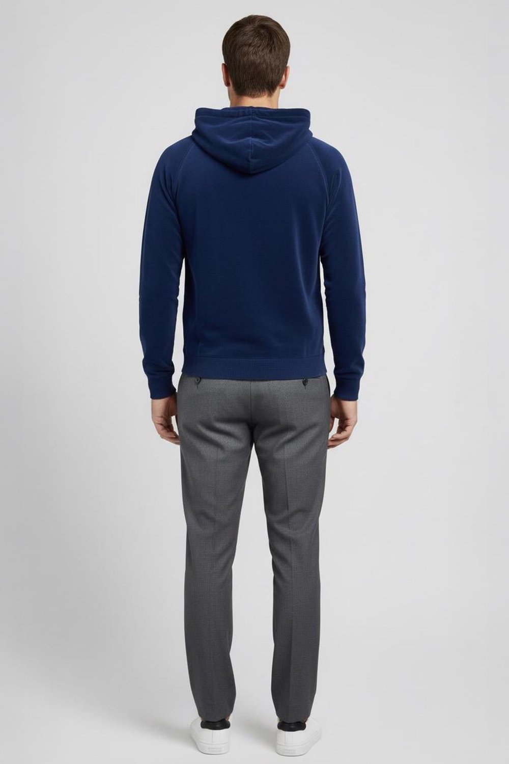 Giotelli Erkek Saks Normal Kesim Regular Fit Pamuklu Örme Kapüşonlu Sweatshirt