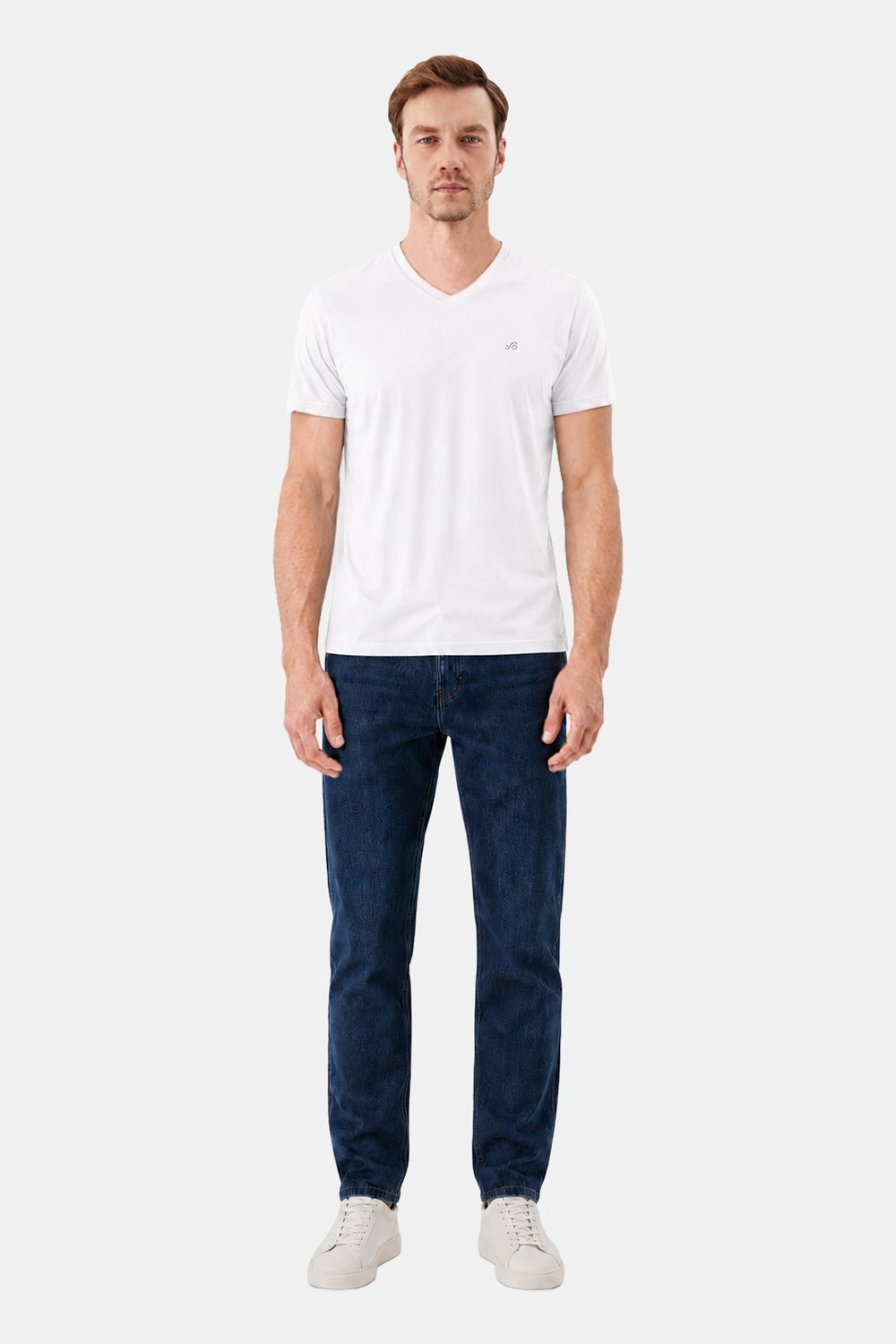 T-Shirt V Yaka Beyaz