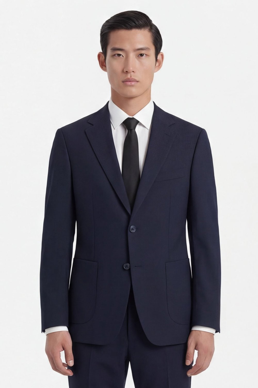 Lacivert Slim Fit 6 Drop Mono Yaka Viskon Tam Astarlı Takım Elbise