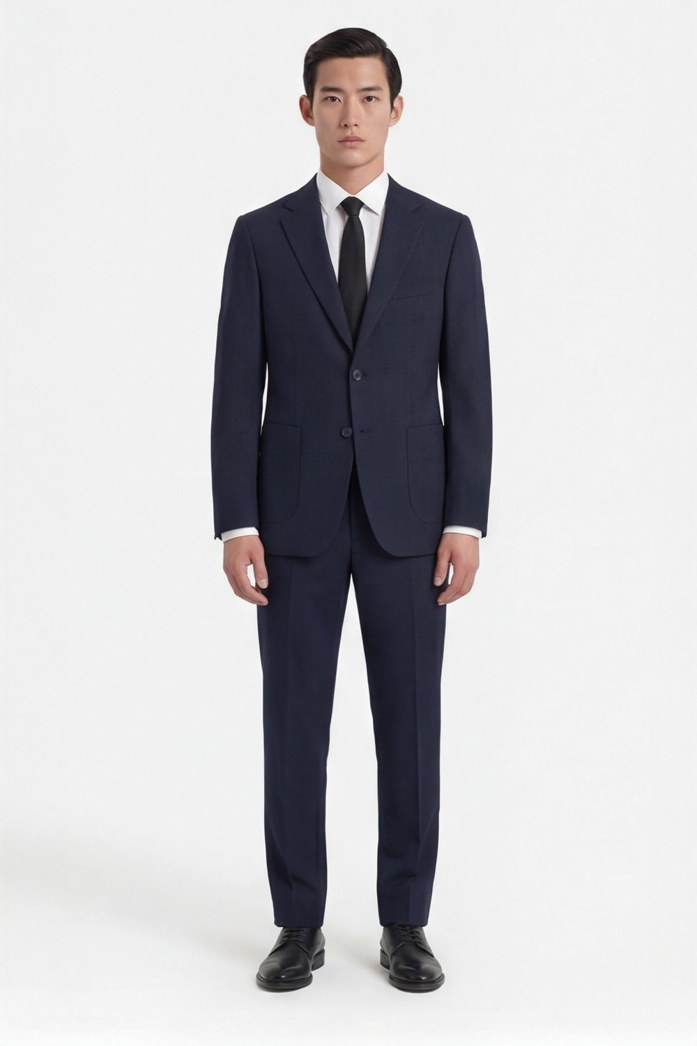 Lacivert Slim Fit 6 Drop Mono Yaka Viskon Tam Astarlı Takım Elbise