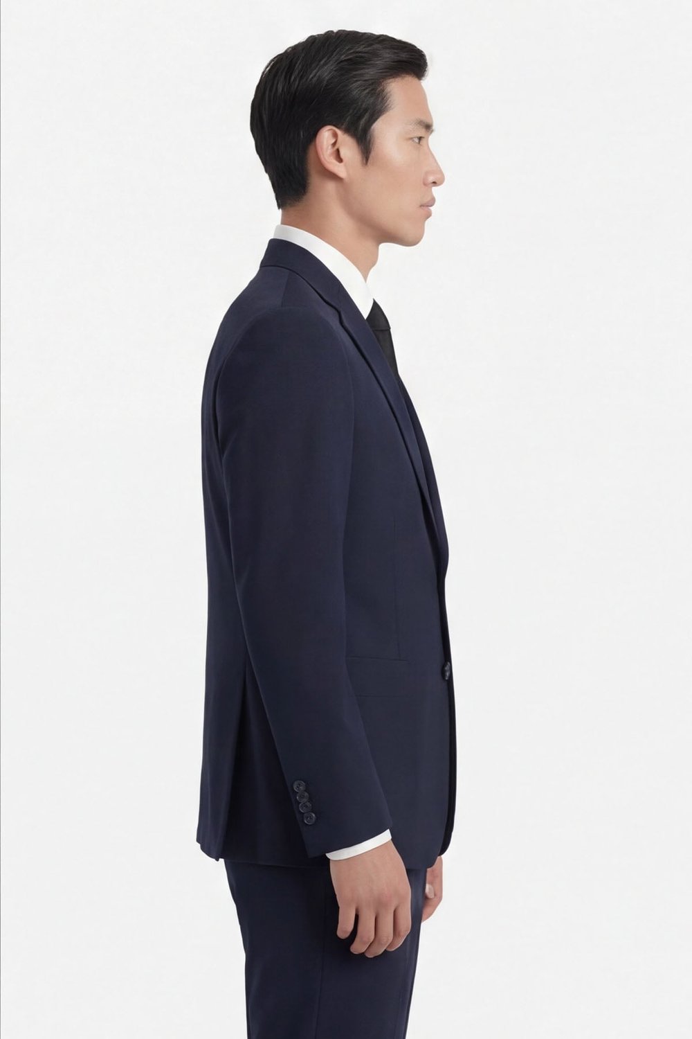 Lacivert Slim Fit 6 Drop Mono Yaka Viskon Tam Astarlı Takım Elbise