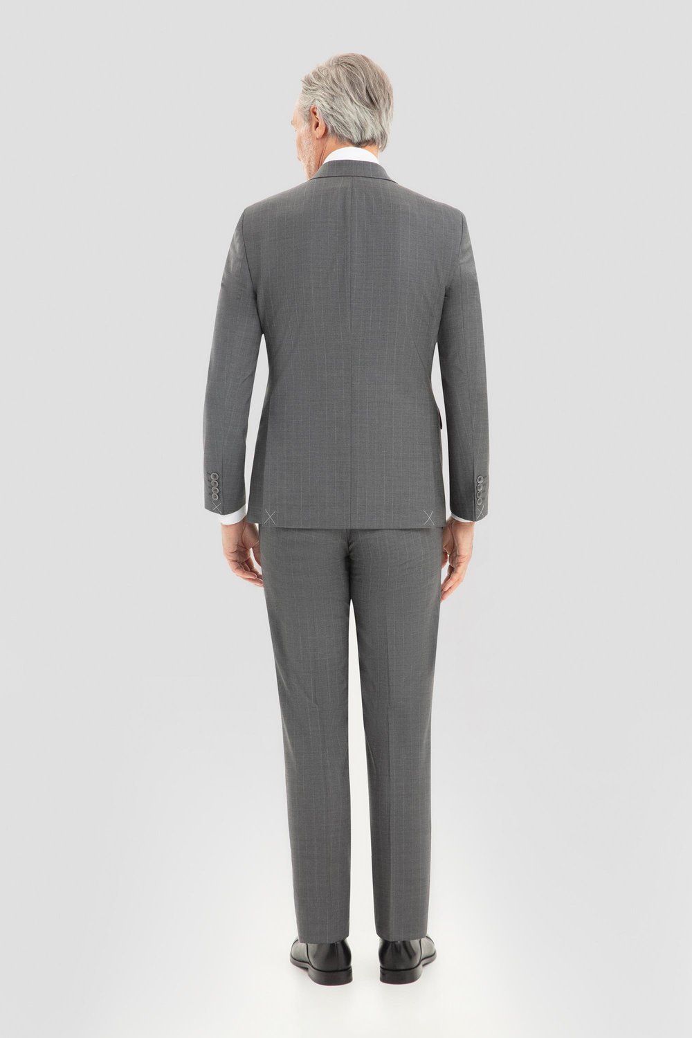 Erkek Antrasit Slim Fit Sivri Yaka Çizgili 6 Drop Tam Astarlı Takım Elbise