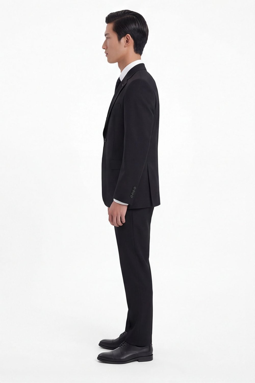 Siyah Slim Fit 6 Drop Mono Yaka Viskon Tam Astarlı Takım Elbise
