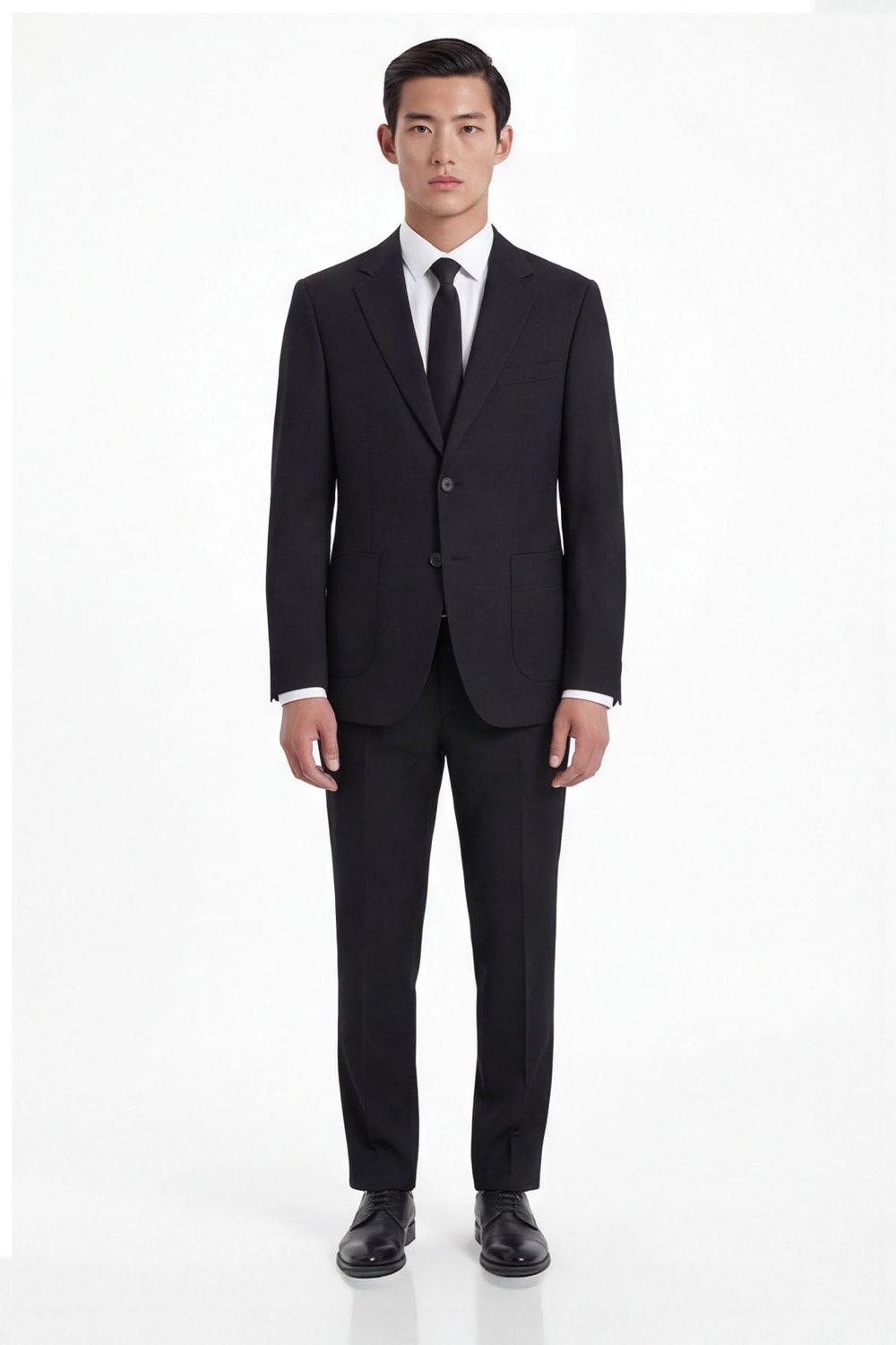 Siyah Slim Fit 6 Drop Mono Yaka Viskon Tam Astarlı Takım Elbise