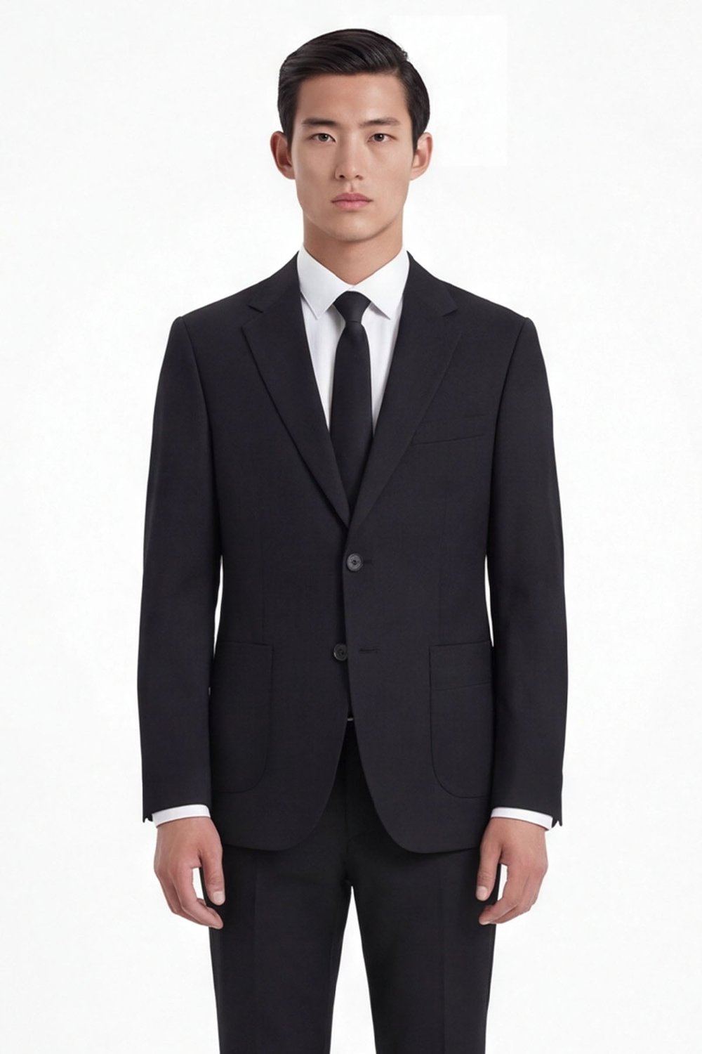 Siyah Slim Fit 6 Drop Mono Yaka Viskon Tam Astarlı Takım Elbise
