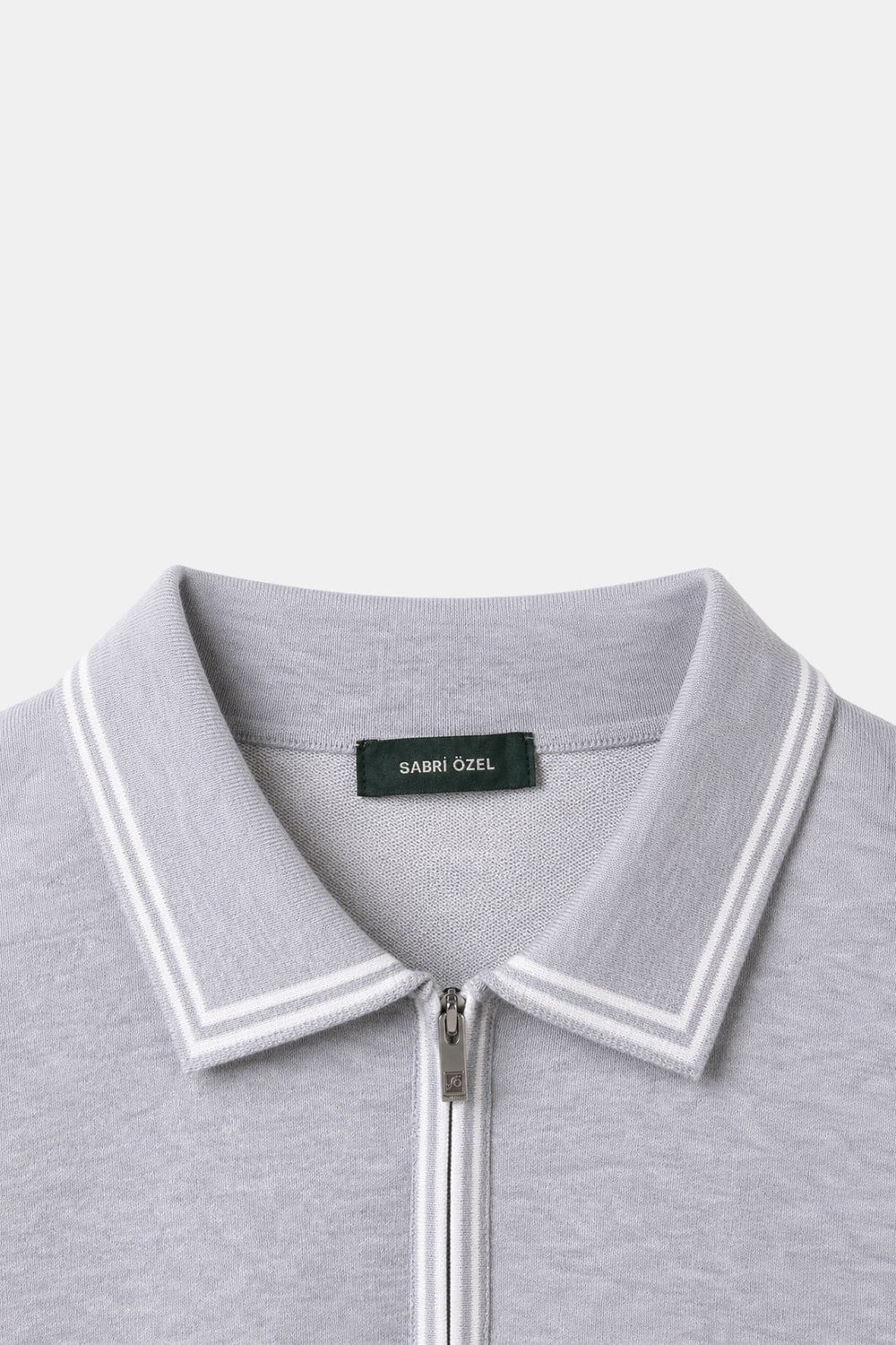 Taş %100 Pamuk Fermuarlı Polo Yaka Triko T-Shirt