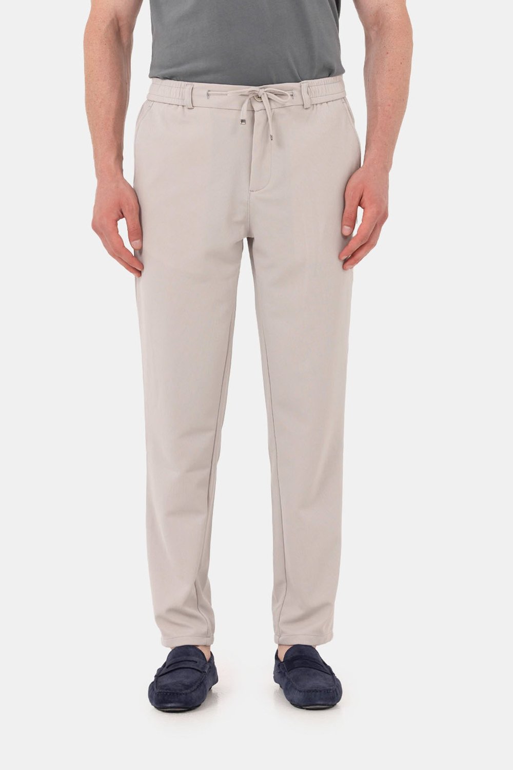 Taş Dokulu Arka Lastikli Köprü Kemerli Bağcıklı Slim Fit Jogger Pantolon