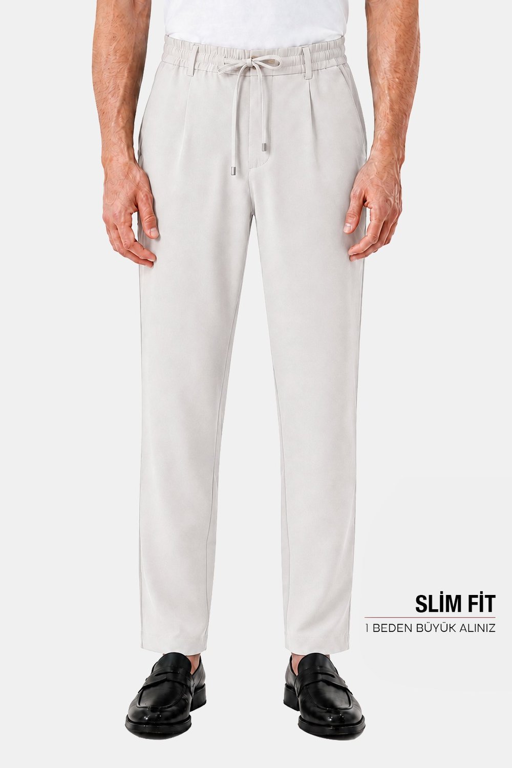 Taş Dokulu Arka Lastikli Köprü Kemerli Bağcıklı Slim Fit Jogger Pantolon