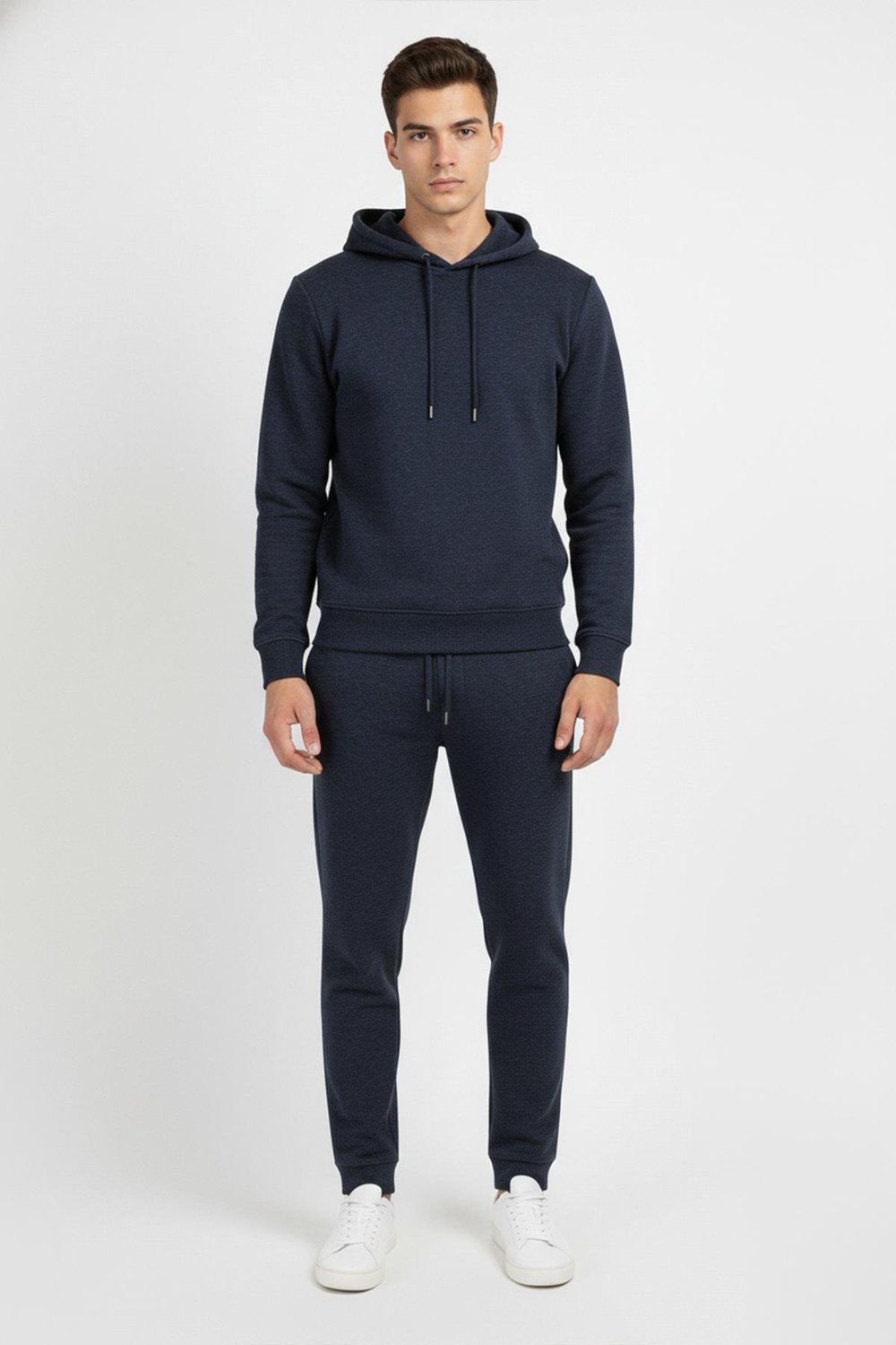 Giotelli Lacivert Regular Fit Pamuk Karışımlı Kapüşonlu Erkek Eşofman Takımı