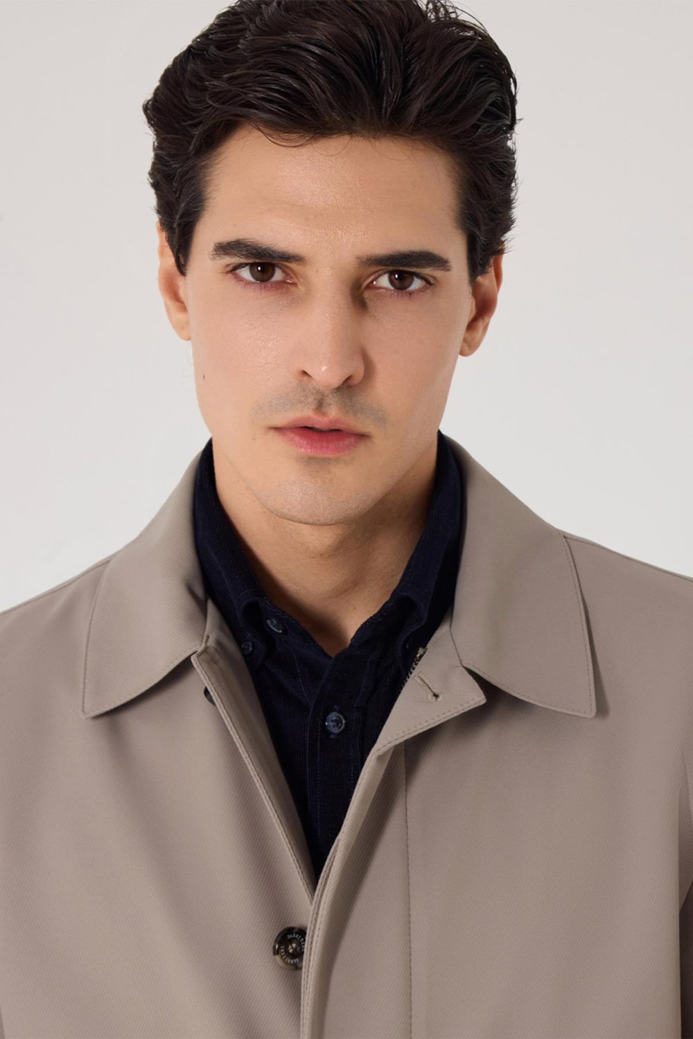 Vizon Slim Fit Dik Yaka Fermuarlı Erkek Trençkot