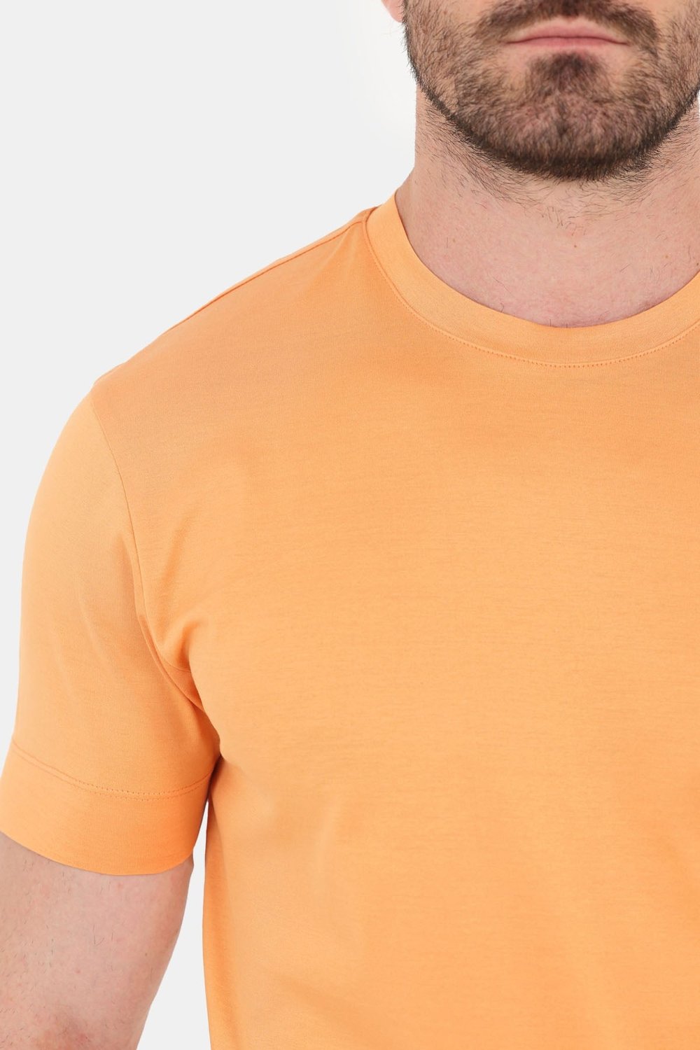 Turuncu %100 Pamuk Regular Fit Bisiklet Yaka Basic T-shirt