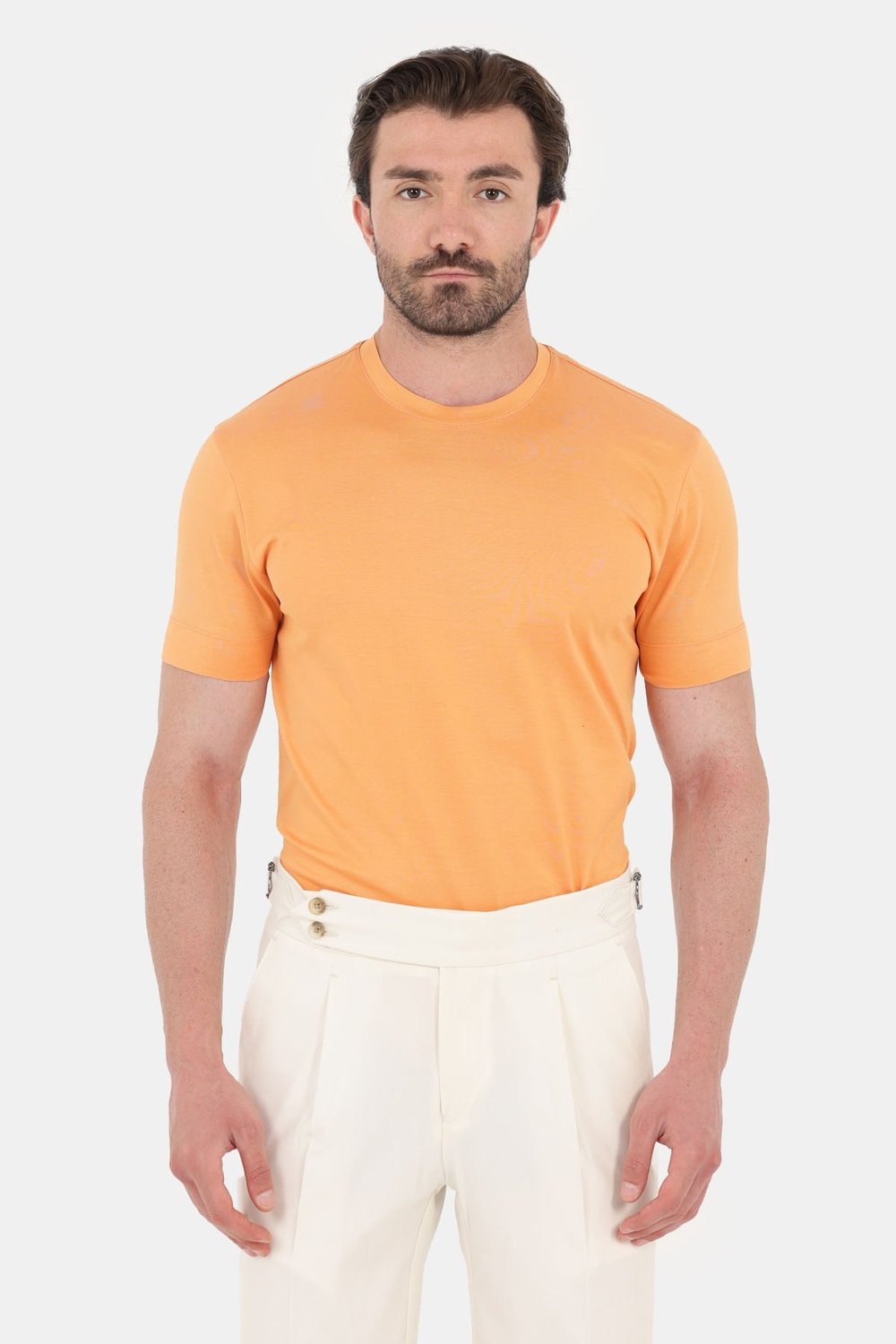 Turuncu %100 Pamuk Regular Fit Bisiklet Yaka Basic T-shirt