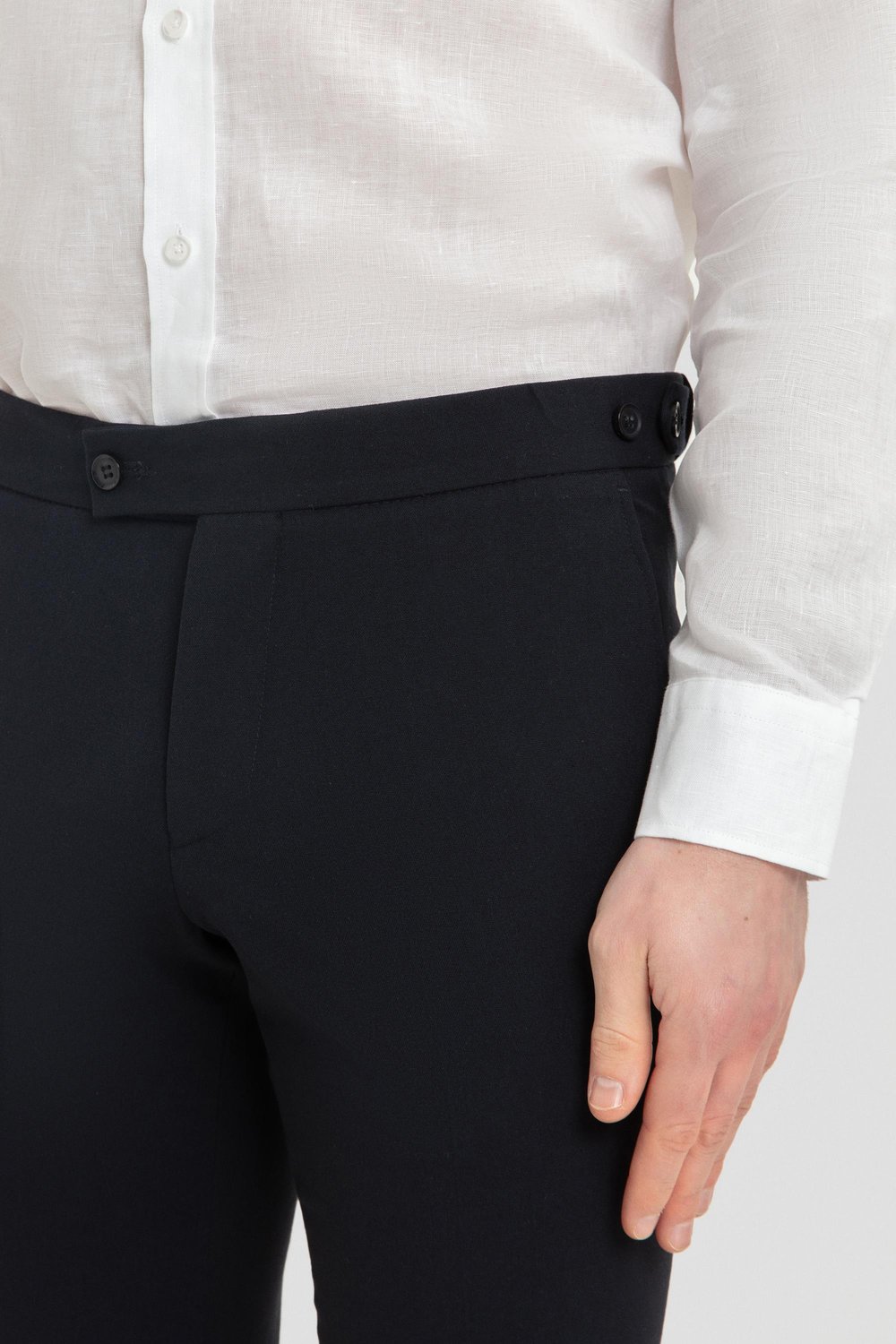 Erkek Beyaz Uzun Kollu %100 Keten Regular Fit Düğmeli Yaka Gömlek