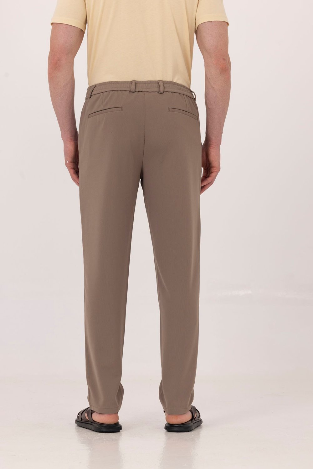 Vizon Dokulu Arka Lastikli Köprü Kemerli Bağcıklı Slim Fit Jogger Pantolon