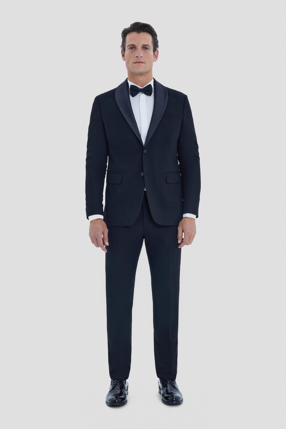 Erkek Siyah Regular Fit Düz Şal Yaka Smokin & Damatlık