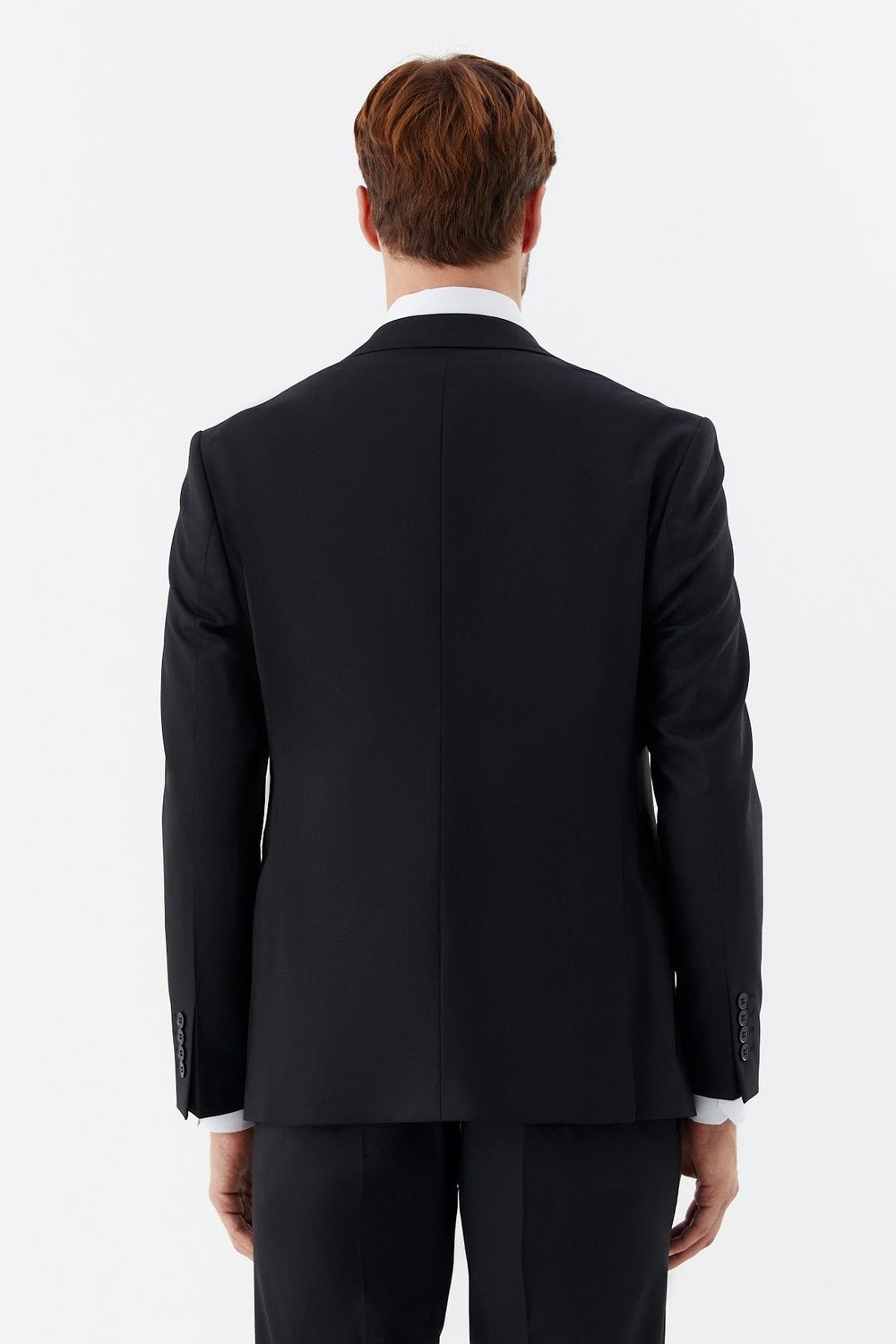 Erkek Siyah Slim Fit Yün Karışımlı Mono Yaka Yelekli 6 Drop Takım Elbise