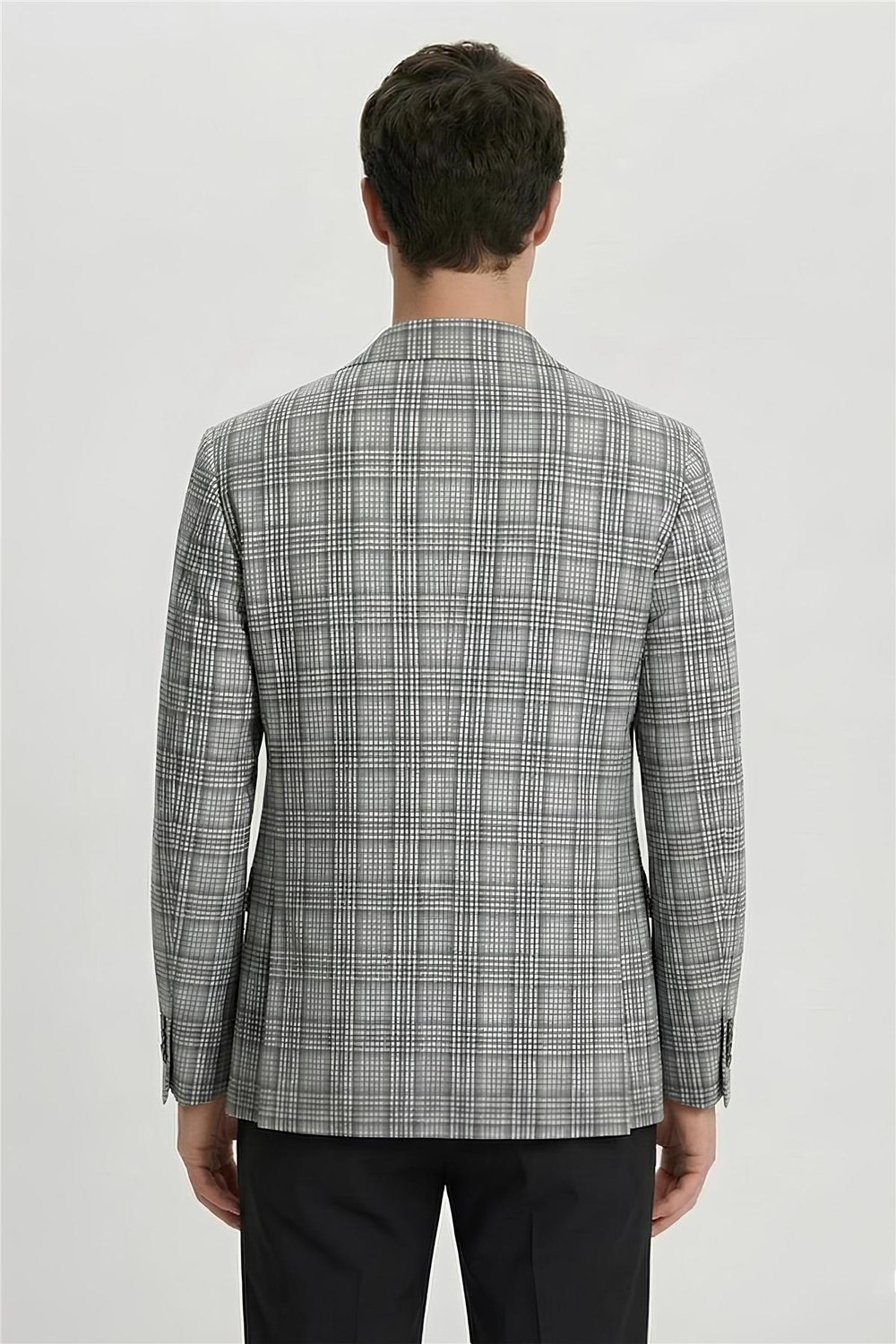 Giotelli Yeşil Ekose Mono Yaka Comfort Kalıp 6 Drop Kemerli Bel Astarsız Erkek Ceket