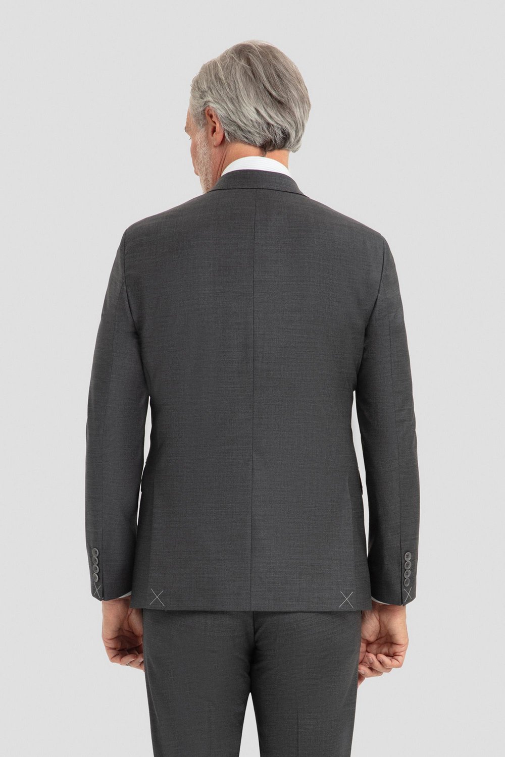 Erkek Antrasit Slim Fit Kruvaze Sivri Yaka 6 Drop Yün Karışımlı Takım Elbise