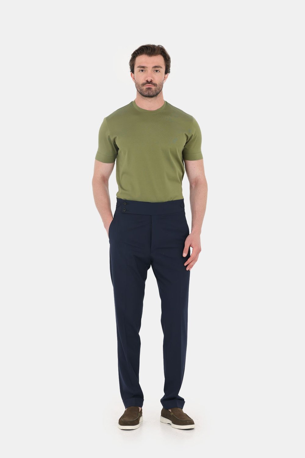 Zeytin Yeşili %100 Pamuk Regular Fit Bisiklet Yaka Basic T-shirt