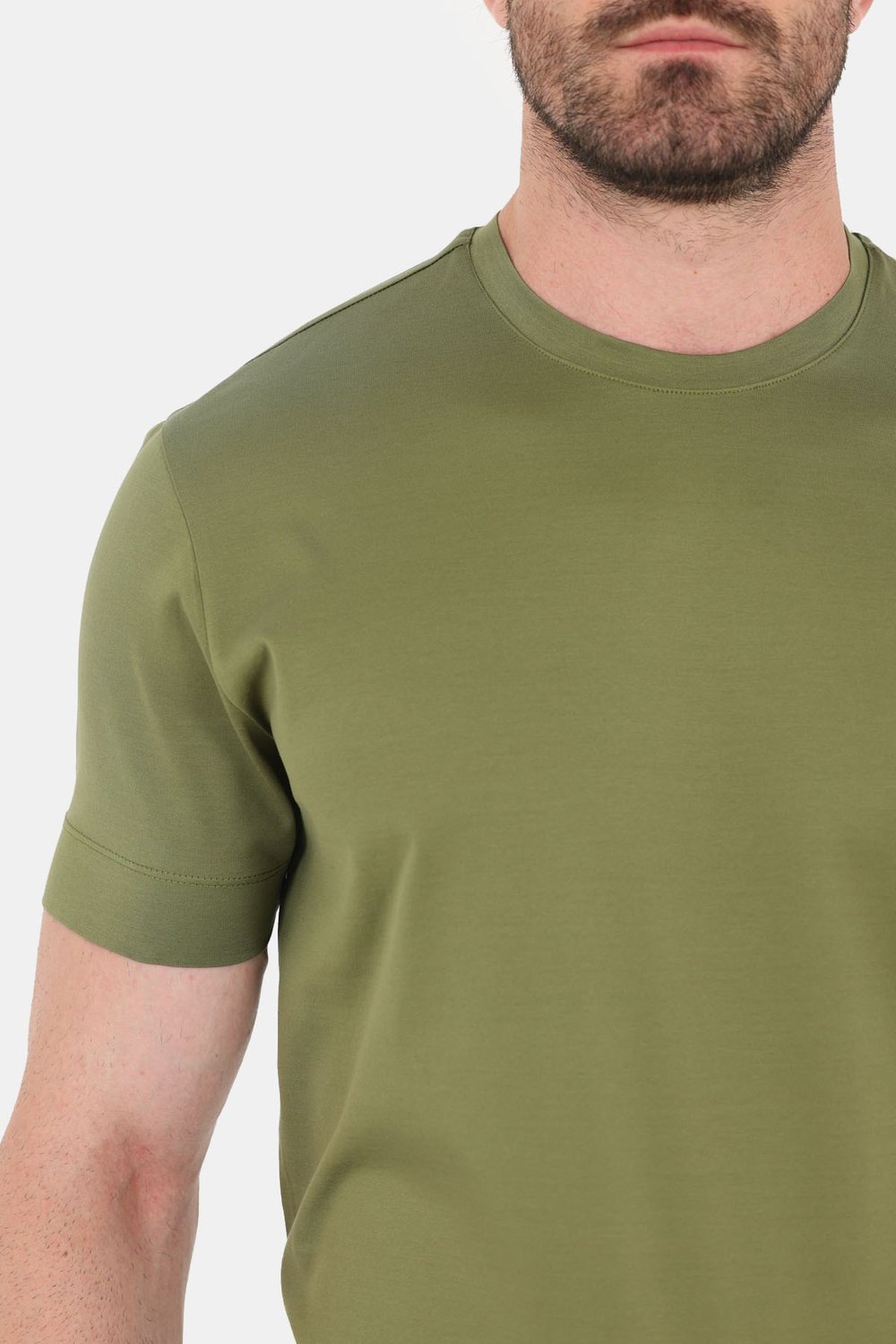 Zeytin Yeşili %100 Pamuk Regular Fit Bisiklet Yaka Basic T-shirt