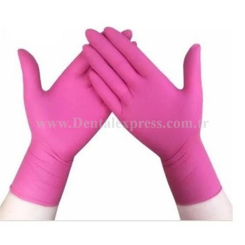 Pembe Nitril Eldiven 100lü (Small,Medium ve Large)