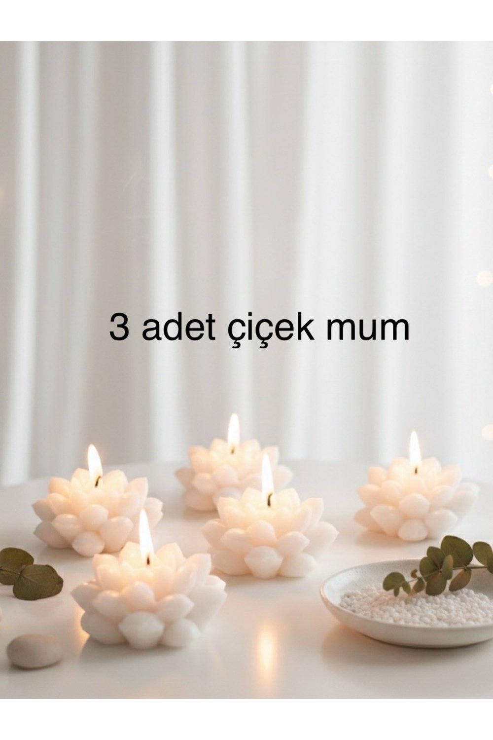3 Adet Çiçek Mum