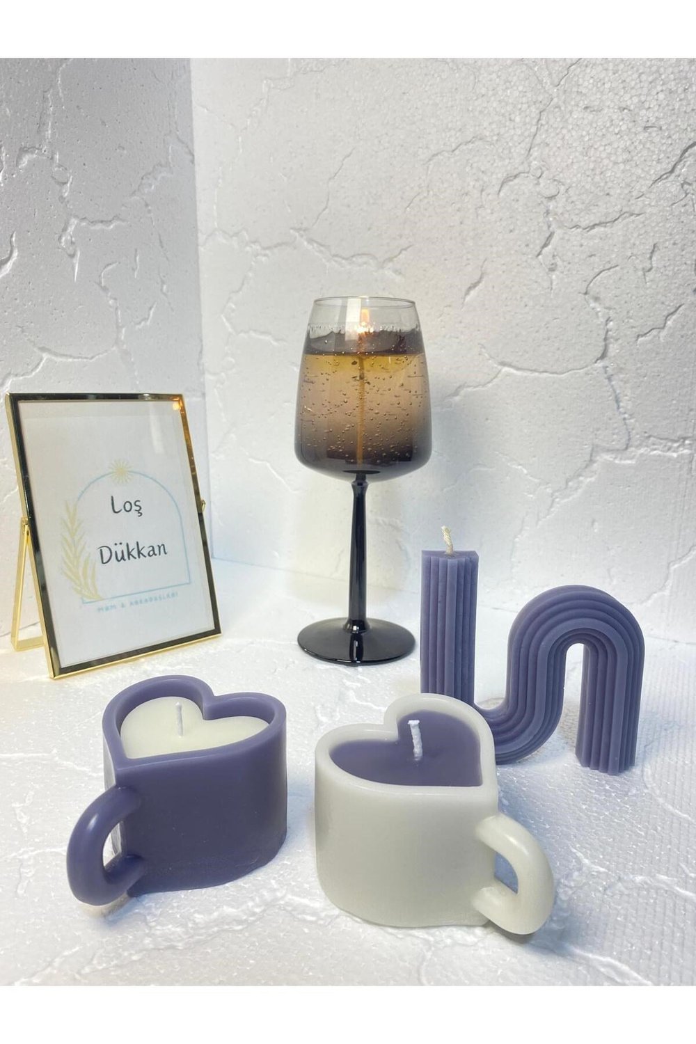 3 lü Set - S şekilli Mum,Kalpli Fincan Şekilli Mum