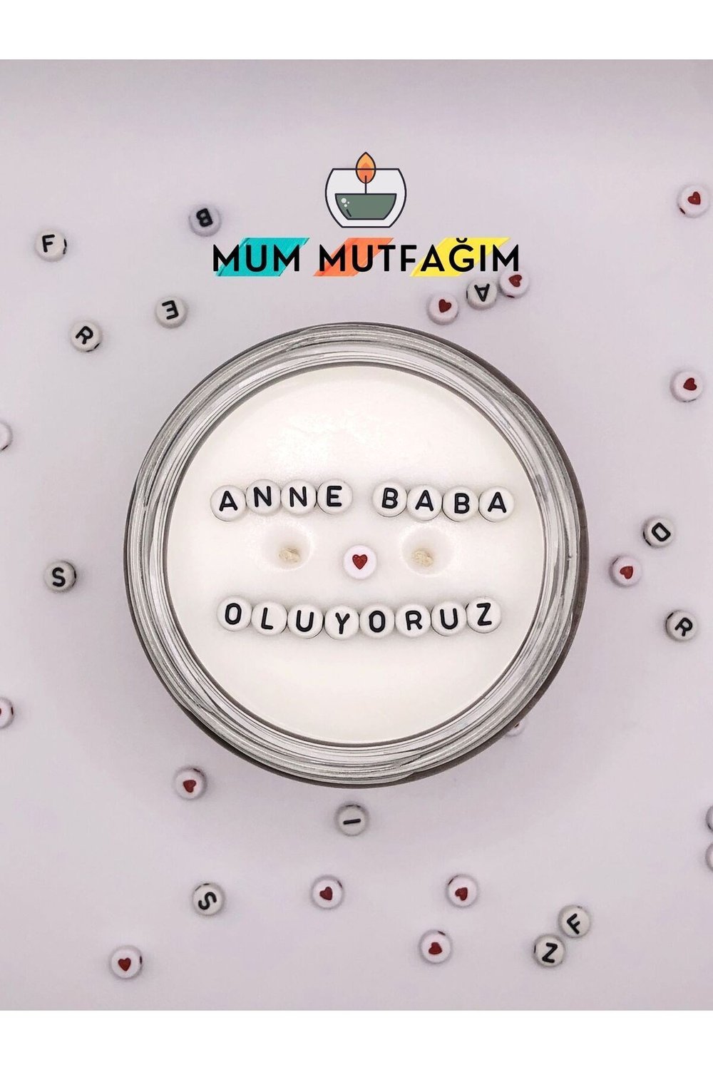 Anne Baba Oluyoruz Yazılı Mum, Yanarken Içinden Yazı Çıkan Mum, Gizli Mesajlı Mum, Kokulu Mum