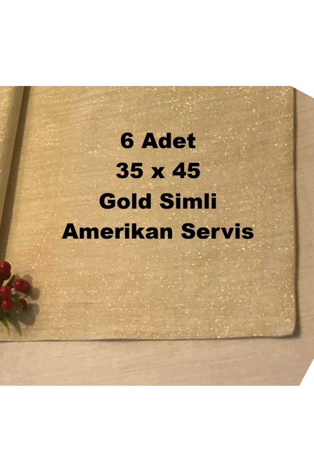 Keten Görünümlü Simli Linen Gold Amerikan Servis 35x45 - 6 Adet