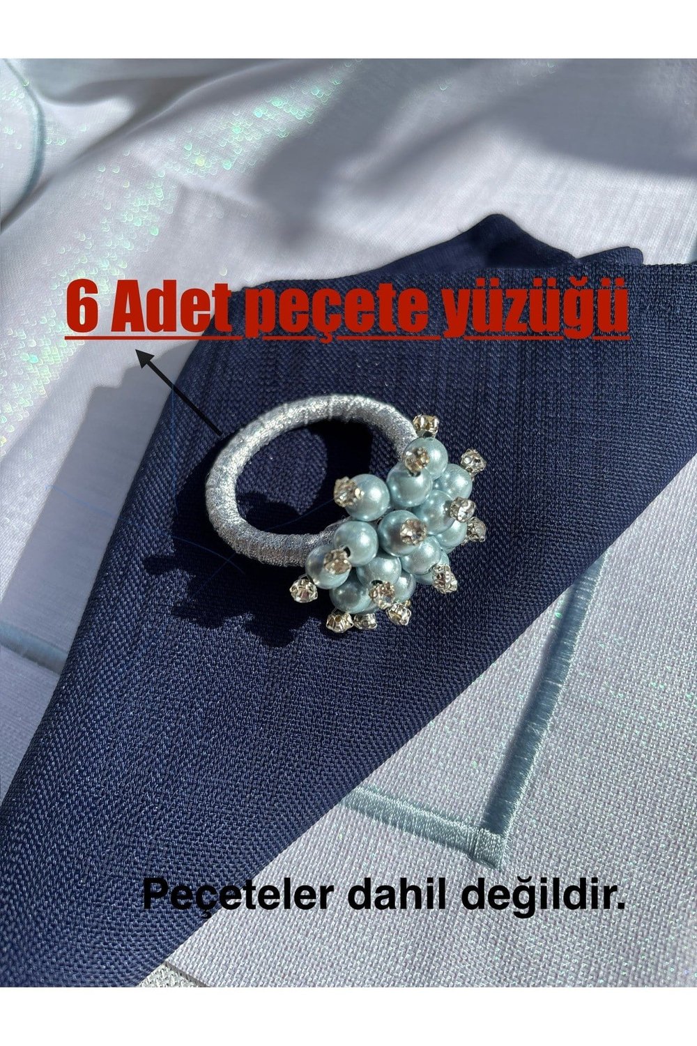 Mavi Boncuklu Taşlı Peçete Yüzüğü Halkası