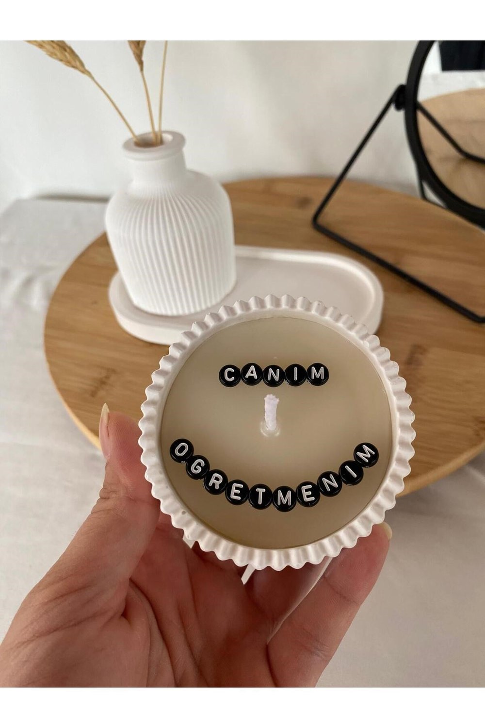 Öğretmenler Günü Hediyesi Vazolu Set Mum